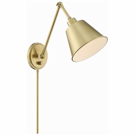 MIT-A8020-AG Crystorama Mitchell 1 Light Aged Brass Task Sconce