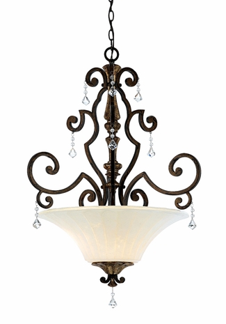 MQ2824HL Quoizel Lighting Lighting Marquette Three-Light Tiffany Pendant in Heirloom (CLEARANCE ITEM)