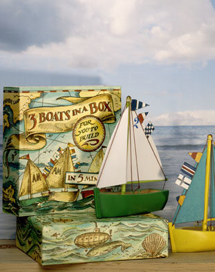 MS015 Authentic Models Three Boats In A Box Kit