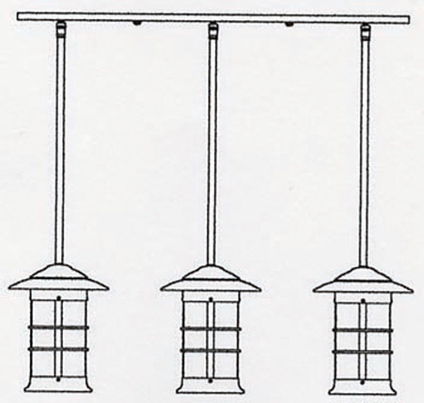 NICH-9L-3 Arroyo Craftsman Nine-inch Newport Long-Body Three-Light In-Line Chandelier
