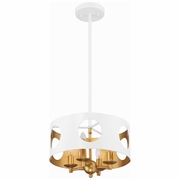 ODE-700-MT-GA Crystorama Odelle 4 Light Matte White + Antique Gold Pendant