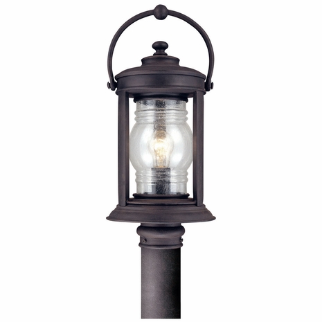 P1414NR Troy Exterior Station Square Natural Rust Medium 1 Light Post Lantern