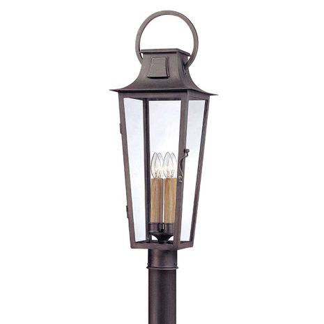 P2965-APW Troy Lighting Parisian Square 4Lt Exterior Post Lantern with Aged Pewter Finish