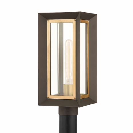 P4055-TBZ/PBR Troy Lighting Lowry 1Lt Exterior Post Lantern with Textured Bronze/Patina Brass Finish