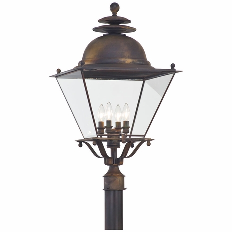 P6030NR Troy Lighting Brookline 4 Light Post Lantern in Natural Rust Finish