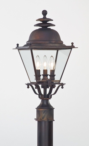 P6035NR Troy Lighting Brookline 3 Light Post Lantern in Natural Rust Finish