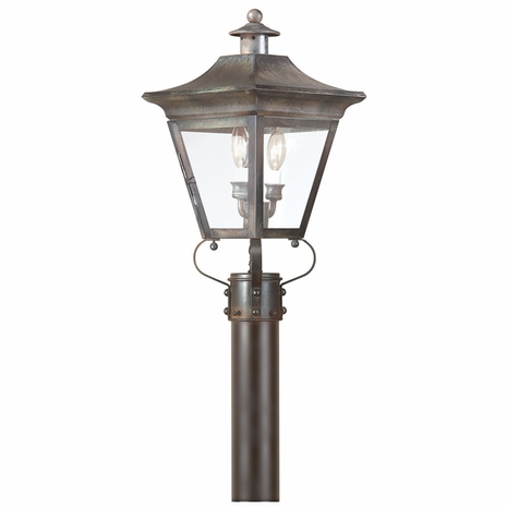 P8931CI Troy Solid Brass Exterior Oxford 2Lt Post Lantern Medium with Charred Iron Finish