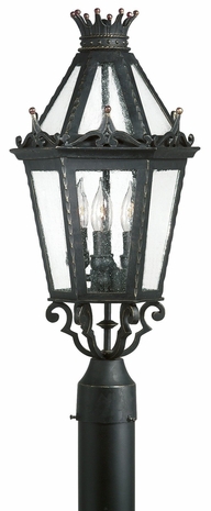 P9455FBK Troy Lighting Medici 3 Light Post Lantern in Federal Black Finish