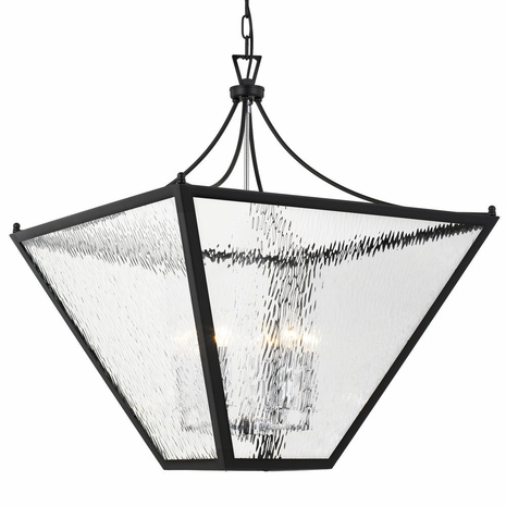 PAR-698-MK-CH Crystorama Park Hill 6 Light Matte Black & Polished Chrome Large Lantern