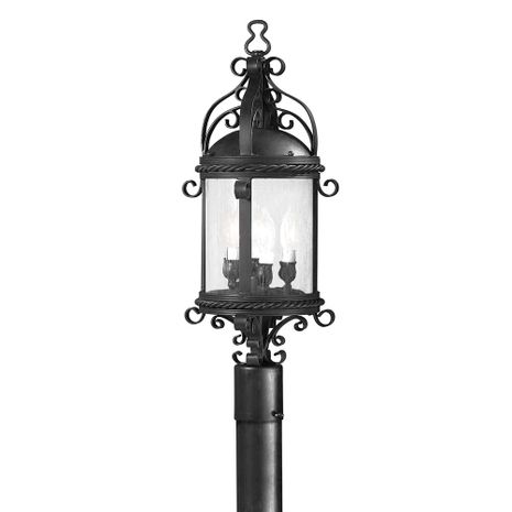 P9123-SFB Troy Lighting Pamplona 4Lt Exterior Post Lantern with Soft Off Black Finish