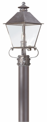 PCD9132CI Troy Solid Brass Exterior Montgomery 1Lt Post Lantern Medium with Charred Iron Finish