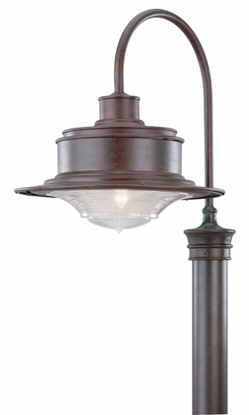PF9394OR Troy Exterior South Street 1Lt Post Downlight Flourescent/Self Ballast Lamp Large with Old Rust Finish