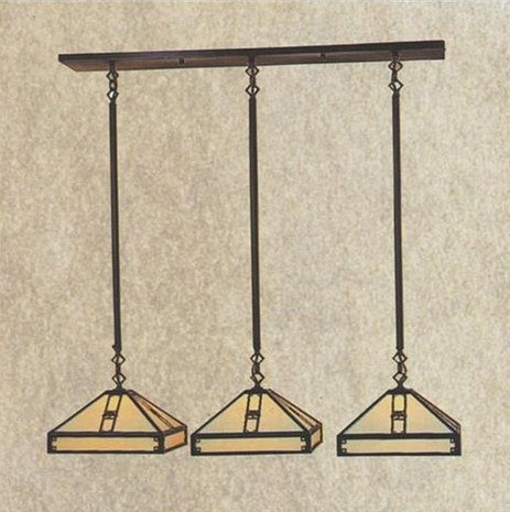 PICH-11-3 Arroyo Craftsman Eleven-inch Pasadena Three-Light In-Line Chandelier