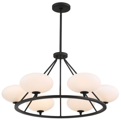 PKR-B8506-BF Crystorama Parker 6 Light Black Forged Chandelier