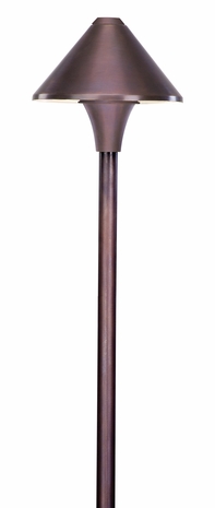 R-G241B-LEDPOC Troy Landscape Brass Stake Mount Path Light LED 6 inch Round Straight Angle Shade