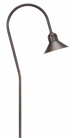 R-G243B-20NAZ Troy Landscape Brass Stake Mount Path Light Radius Arm 5.5 inch Round Shade