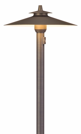 R-G264B-NAZ Troy Landscape Brass Stake Mount Path Light Adjustable 4 inch Round Shade