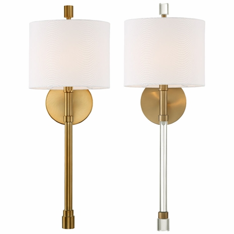 RAC-A3501-VG Crystorama Rachel 1 Light Vibrant Gold Sconce