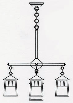 RCH-6-4-1 Arroyo Craftsman Six-inch Raymond Four-Light Chandelier plus Center Light
