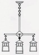 RCH-6-4-1 Arroyo Craftsman Six-inch Raymond Four-Light Chandelier plus Center Light