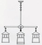 RCH-8-4-1 Arroyo Craftsman Eight-inch Raymond Four-Light Chandelier plus Center Light