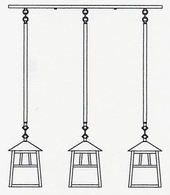 RICH-8-3 Arroyo Craftsman Eight-inch Raymond Three-Light In-Line Chandelier