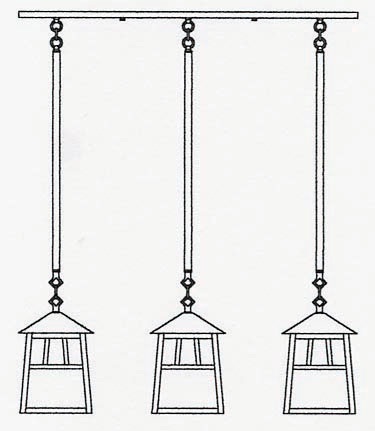 RICH-8-3 Arroyo Craftsman Eight-inch Raymond Three-Light In-Line Chandelier