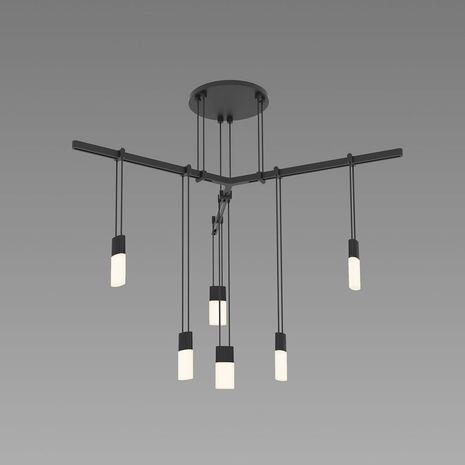 S1C24K-JR18xx62-RP02 Sonneman SUSPENDERS 1-Tier Tri-Bar Pendant in Satin Black