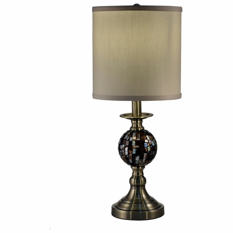 SAT16162 Springdale 21.25H Dunford Mosaic Art Glass Table Lamp