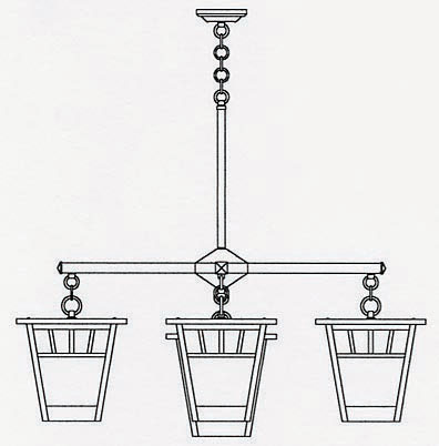 SCH-11-4-1 Arroyo Craftsman Eleven-inch Savannah Four-Light Chandelier plus Center Light