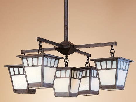 SCH-7-4-1 Arroyo Craftsman Seven-inch Savannah Four-Light Chandelier plus Center Light
