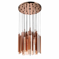 4653.02 Sonneman Chimes 5-Light Round Pendant with Mirror Bronze Finish