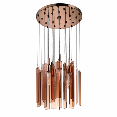 4653.02 Sonneman Chimes 5-Light Round Pendant with Mirror Bronze Finish