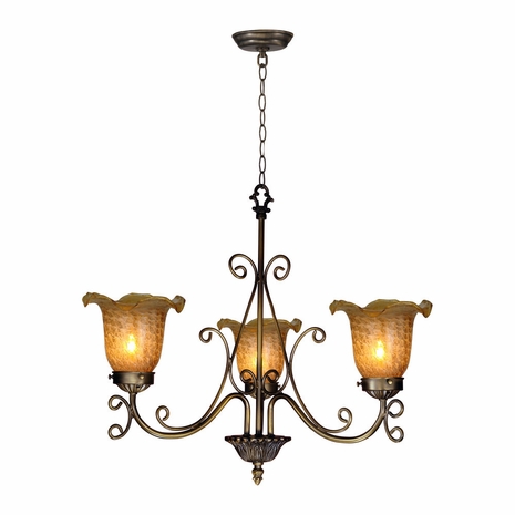 STH11019 Springdale 18.5W Luster Gold Hand Blown Art Glass Chandelier