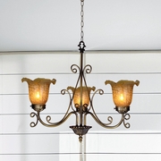 STH11019 Springdale 18.5W Luster Gold Hand Blown Art Glass Chandelier
