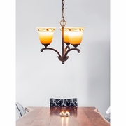 STH19109 Springdale 10W Garden Leaf 3-Light Hand Painted Art Glass Chandelier