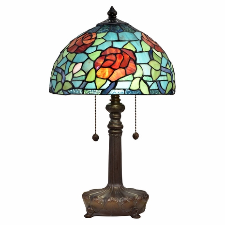 STT18146 Dale Tiffany Crimson Rose Tiffany Table Lamp