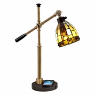 TA18213WU Dale Tiffany Baroque Tiffany Accent Lamp With Wirelss and USB Charger