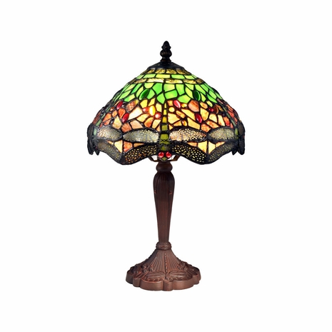 TA19024 Springdale 15.5H Zelena Dragonfly Tiffany Table Lamp