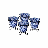 TC17039 Springdale 5.5H Blue Chip 4-Piece Mosaic Candle Holder Set (Candles Not Included)