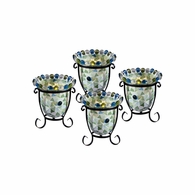 TC17040 Springdale 5.5H Facio 4-Piece Mosaic Candle Holder Set (Candles Not Included)