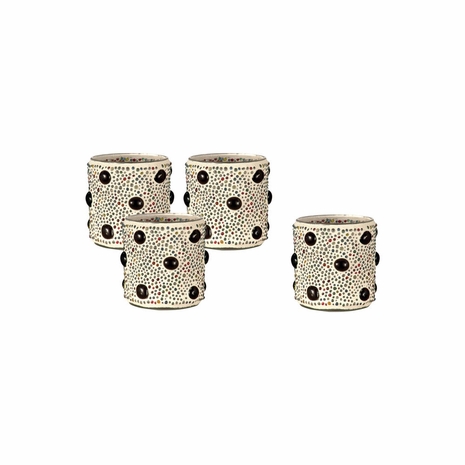TC17041 Springdale 3H Beaded Jewel 4-Piece Mosaic Candle Holder Set (Candles Not Included)