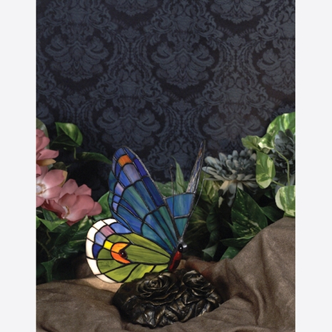 TF6597R Quoizel Lighting Blue Butterfly Tiffany Accent Figure Display Light