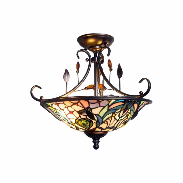 TH90212 Dale Tiffany Peony Crystal Tiffany Semi Flush Mount
