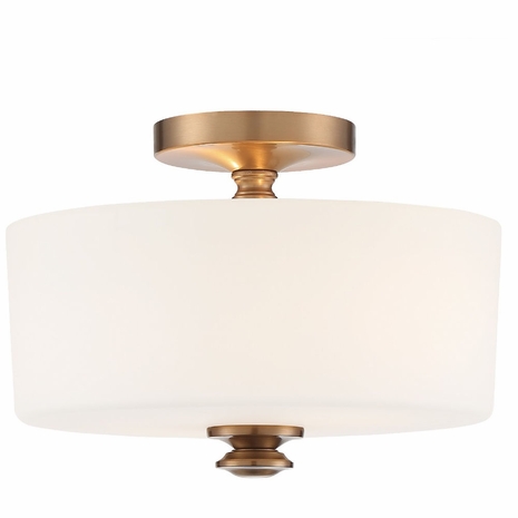 TRA-A3302-VG Crystorama Travis 2 Light Vibrant Gold Semi Flush Mount