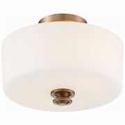 TRA-A3302-VG Crystorama Travis 2 Light Vibrant Gold Semi Flush Mount