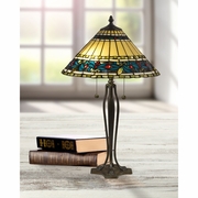 TT18190 Dale Tiffany Jeweled Leaves Tiffany Brass Table Lamp