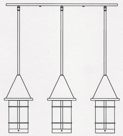 VICH-9-3 Arroyo Craftsman Nine-inch Valencia Three-Light In-Line Chandelier