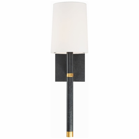 WES-9901-BK-GA Crystorama Weston 1 Light Black + Antique Gold Sconce