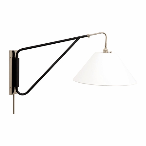 WS731-PNBLK House of Troy Wall Swing Arm in Polished Nickel with Black Accents